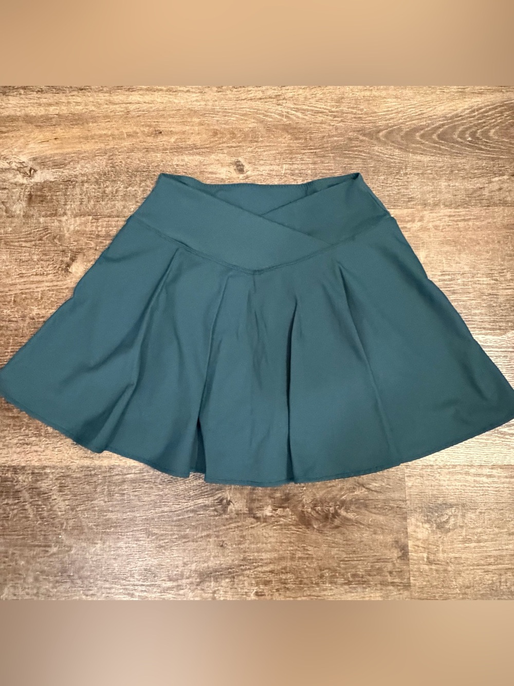 Amazon Teal Flared Mini Skirt with Crossed Waistband